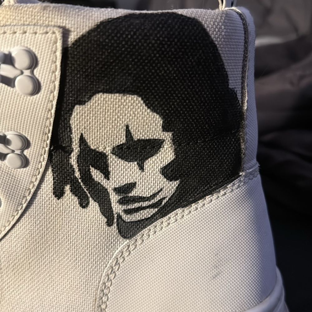 Dr. Martens White Canvas Boots with the Crow View 2